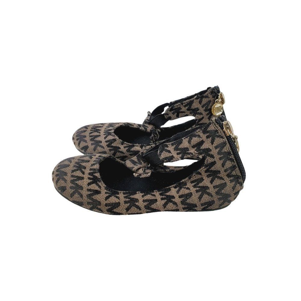 Michael Kors Girl's Brown Black Signature Logo Casual Ballet Flats Size 10